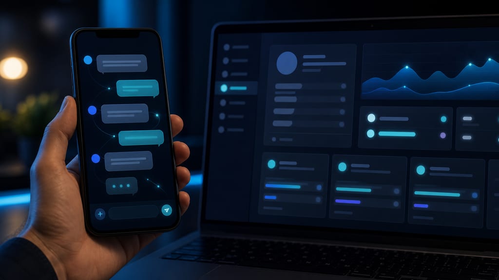 Interface de chatbot inteligente integrado ao CRM para automação de atendimento de empresas.